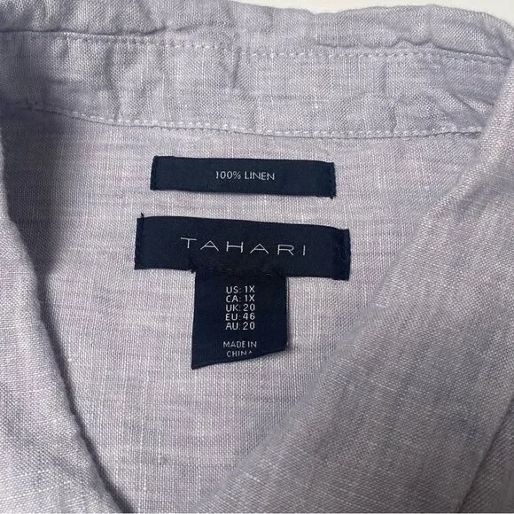 Tahari 100% Linen Short Sleeve Coastal Beachy Shirt Dress Women's Size 1X - Picture 12 of 14
